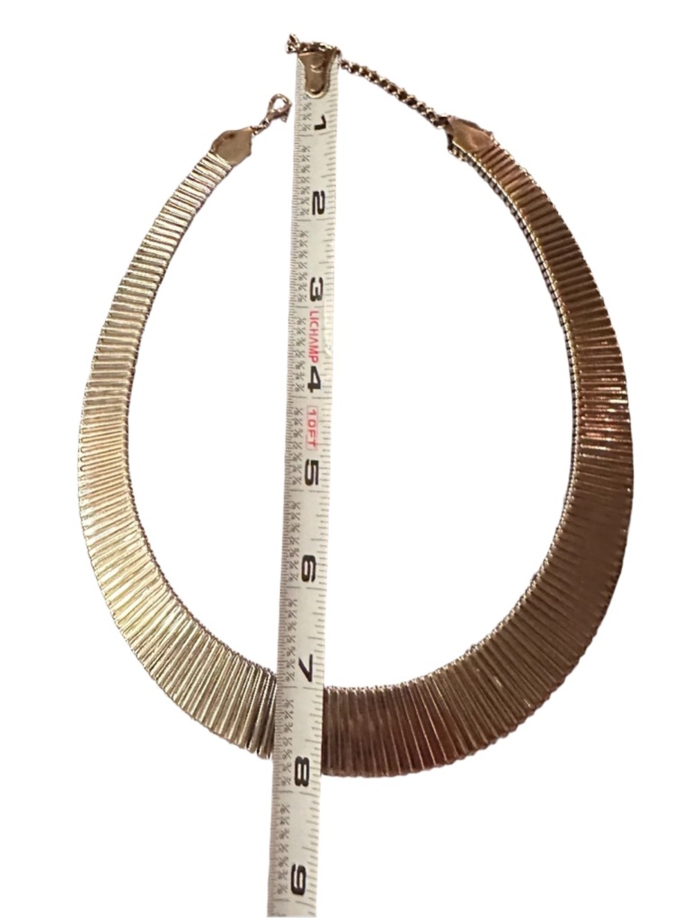 NWT. Silver Tone Ribbed Collar Necklace Statement Choker Modern Minimalist - Picture 5 of 6